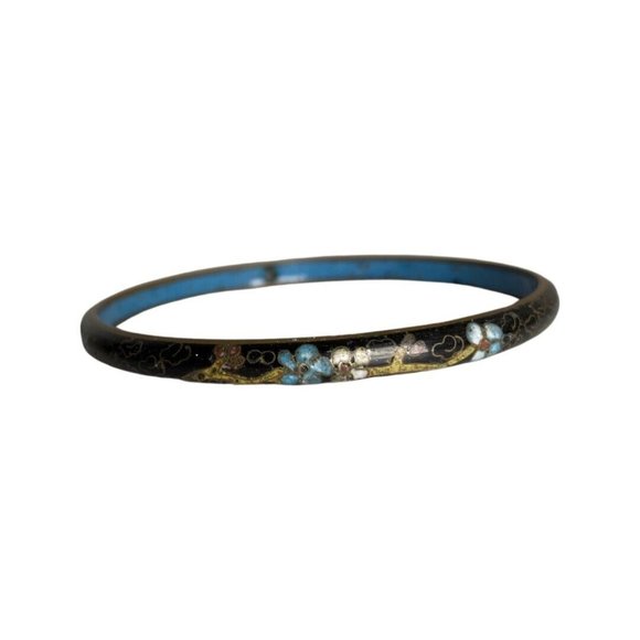 Set of 5 Floral Enamel Cloisonné Bangle Bracelets Estate Jewelry - Picture 8 of 9